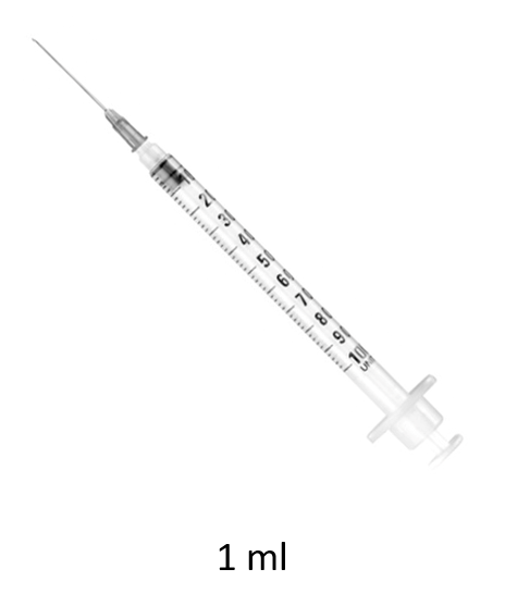 Jeringa Luer, Sin Espacio Muerto, 1 ml. E. insulina. U-100  0,22 X 12,7 mm