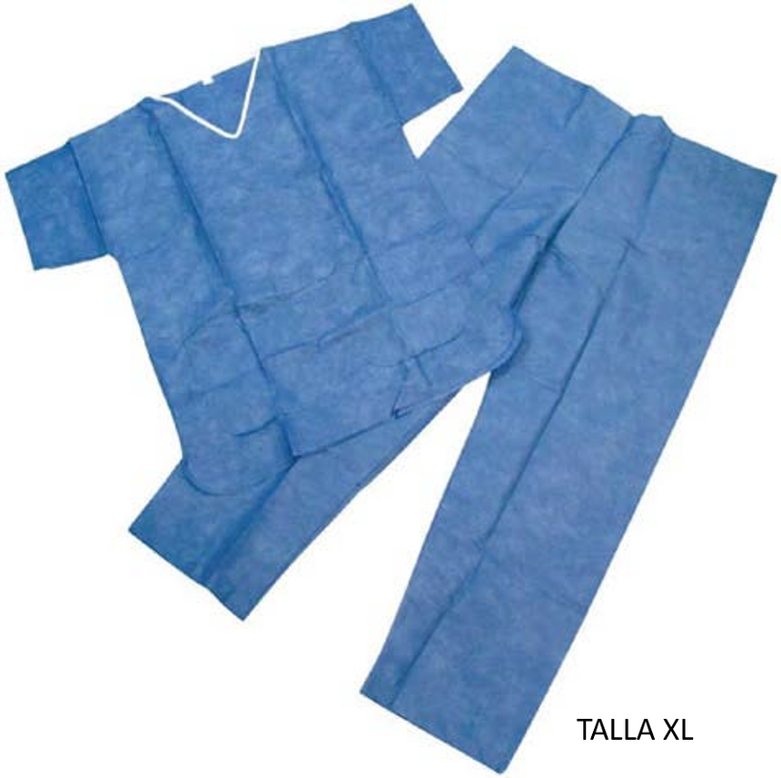 Pijama Desechable. Azul Oscuro: Pantalón + Camisa. Talla Extra grande